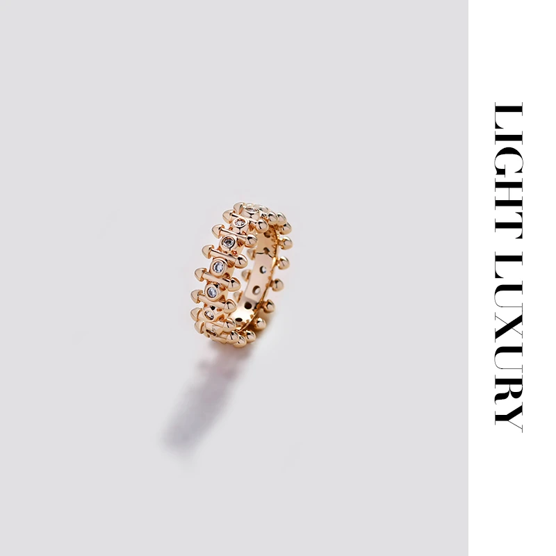 合金合成锆石戒指 337 V金工艺 子弹头戒指 镶钻