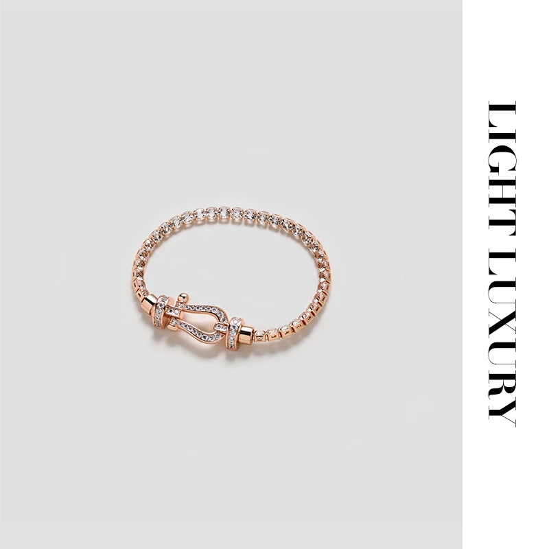 铜合金合成锆石手链 0025179 马蹄手链 镶钻 设计感 精致