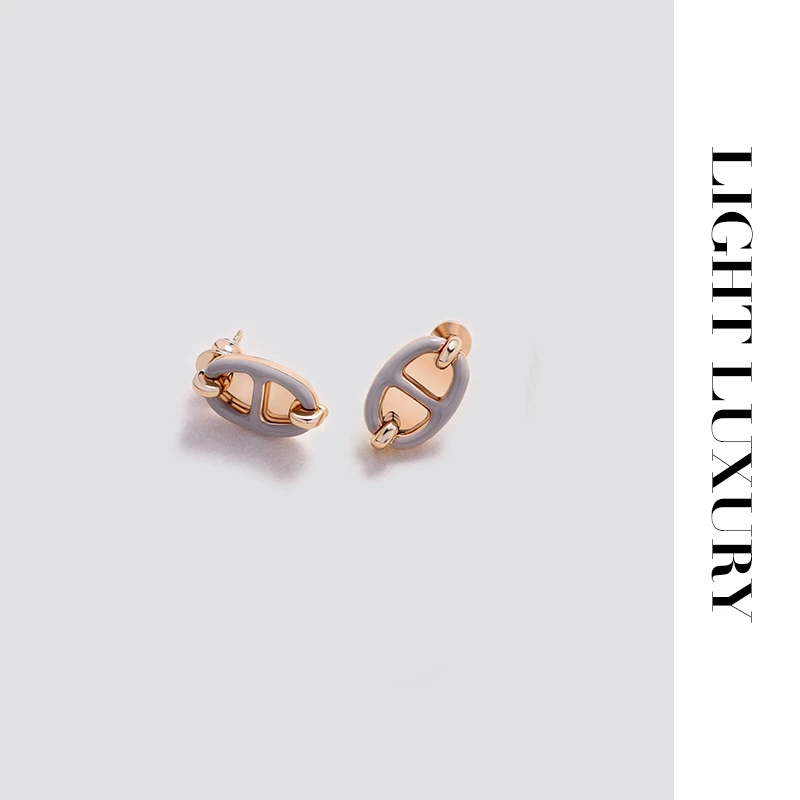 铜合金耳饰 237 重工款大象灰猪鼻子耳钉 气质 耳环女 设计感