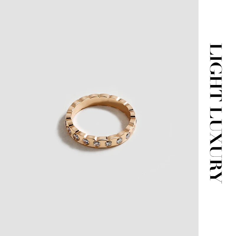 合金合成锆石戒指 10553V金工艺小香菱纹格戒指带钻指环 女