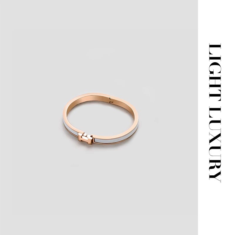 合金手镯 0010159 CNCV金工艺 精工字母白色 手镯窄版  女