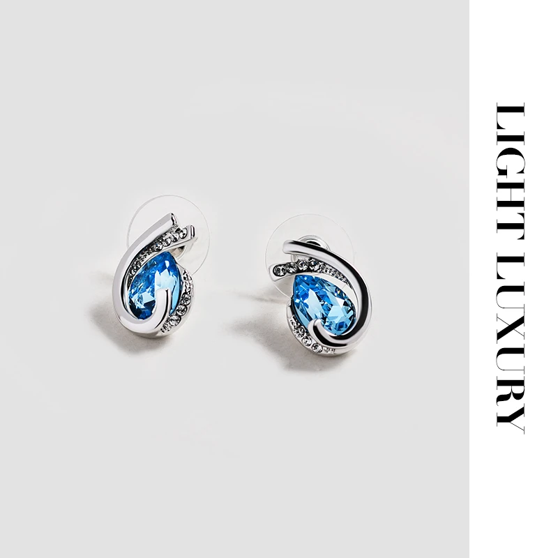 铜合金耳饰 1141354水滴耳钉气质百搭 耳环女 施家水晶