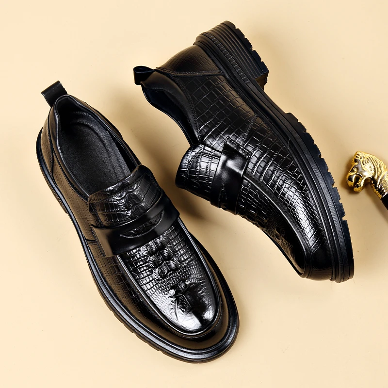 2025头层牛皮男鞋英伦商务正装休闲男士软底软皮厚底奢侈品皮鞋