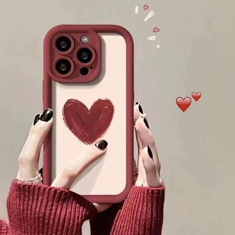 涂鸦爱心适用苹果15pro14手机壳iphone13/12女11华为vivo小米oppo