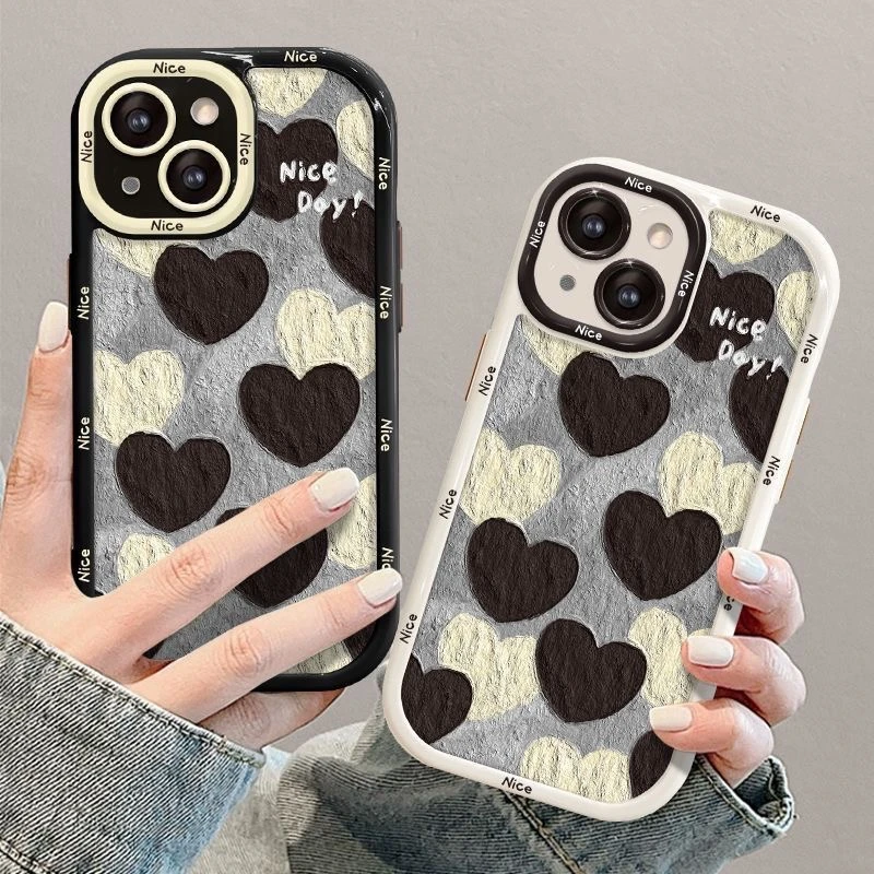 油画爱心适用苹果15pro14手机壳iphone13/12女11华为vivo小米oppo