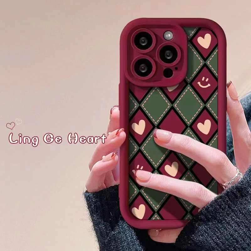 菱形爱心适用苹果15pro14手机壳iphone13/12女11华为vivo小米oppo