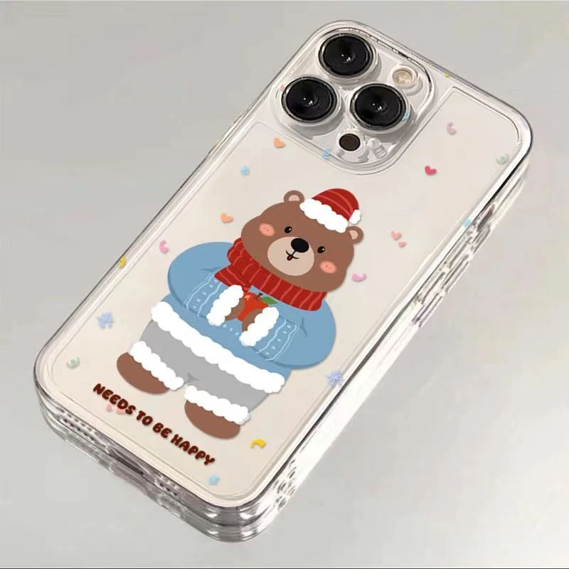 圣诞熊适用苹果15pro14手机壳iphone13/12女11华为vivo小米oppo