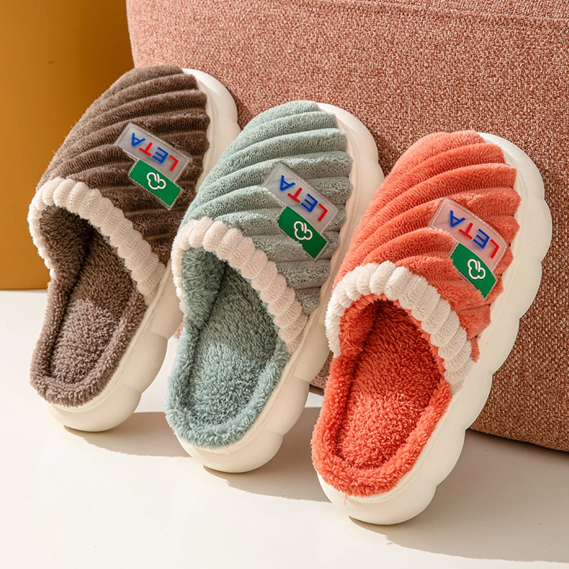 2023新款冬季居家保暖情侣棉拖鞋男女厚底加厚毛绒居家棉拖加绒