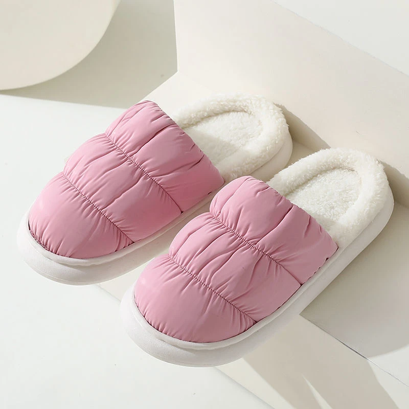 防水羽绒居家用秋冬少女棉拖鞋防滑保暖防臭踩屎感厚底羽绒拖鞋室