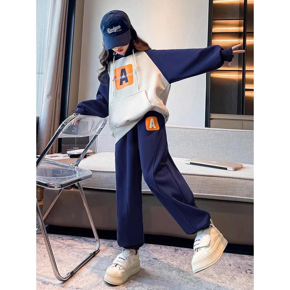 巴拉优选女童秋装卫衣2024新款洋气时髦套装春秋款十岁中大童儿