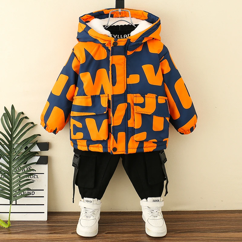 巴拉童年童装男童加绒外套秋冬款2024新款男孩棉服宝宝衣服儿童