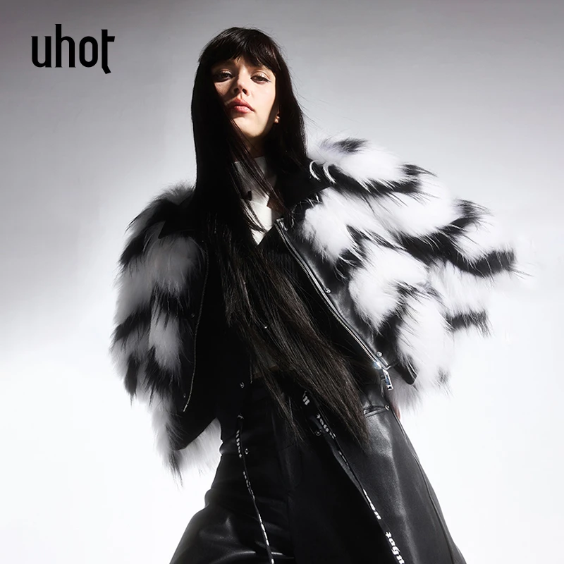 uhot 黑白色/黑色皮草 UWFW5W315