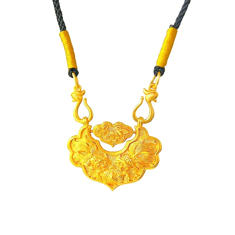 非金属布艺项链 双鱼锦鲤锁骨古法佛头