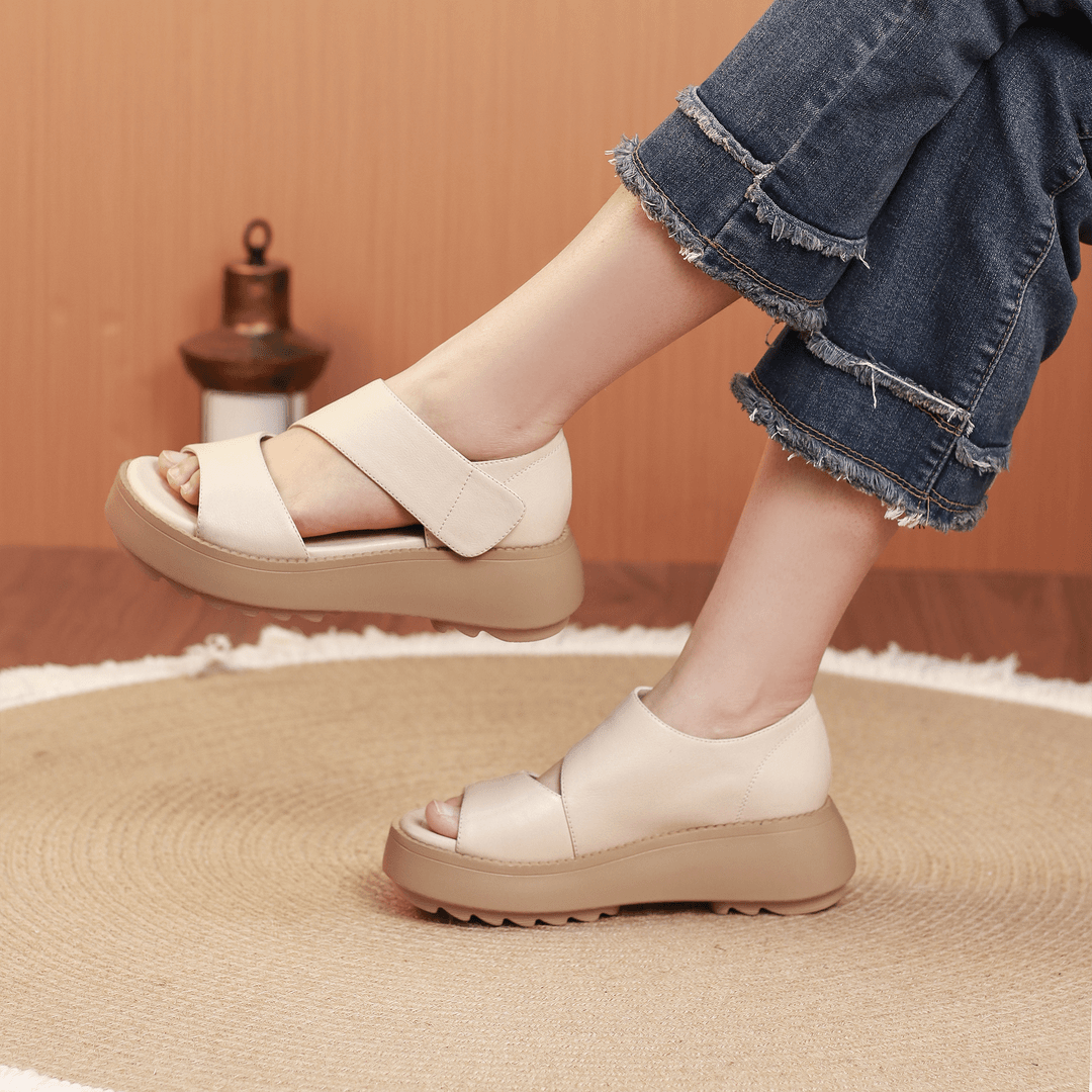 专柜真皮牛皮2024防滑女鞋夏季新款复古鱼嘴凉鞋单鞋软底百搭轻便