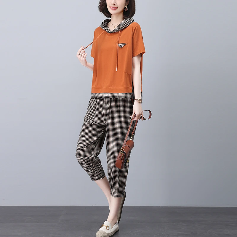 短袖卫衣套装女2023夏季新款中年妈妈洋气时尚减龄运动休闲两件套