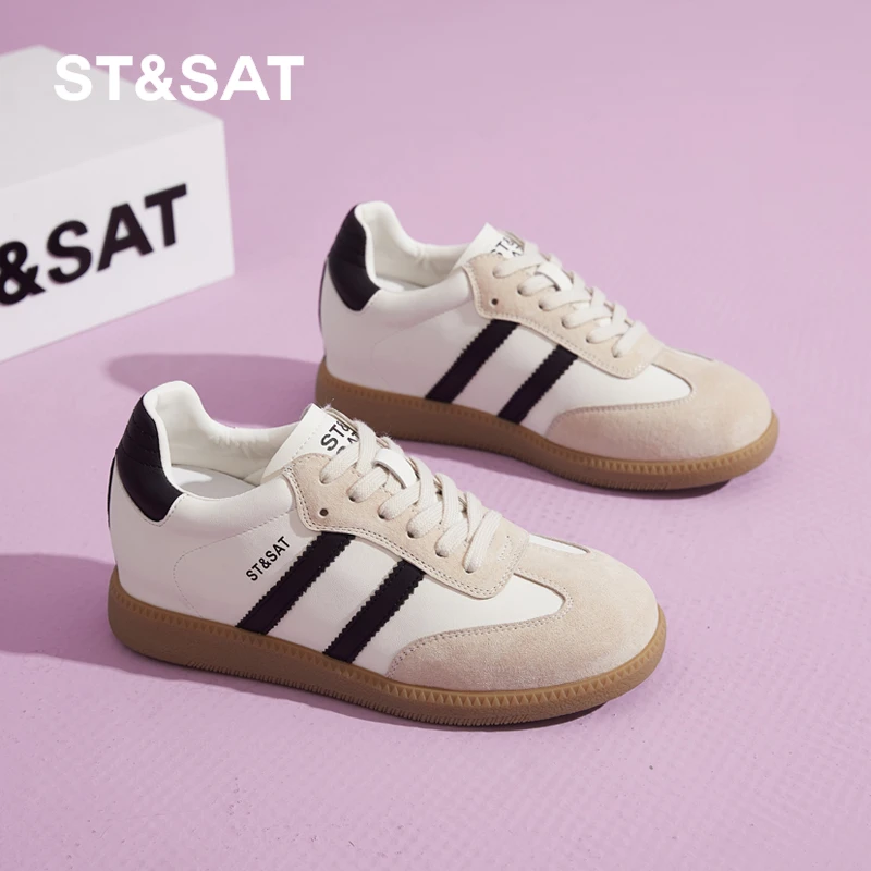 星期六女款内增高德训鞋2025冬季新款厚底运动板鞋时尚百搭休闲鞋