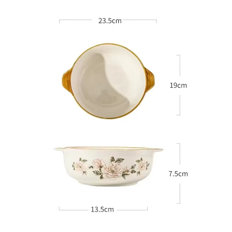 9英寸双耳碗2个 口径19厘米 破碎联系客服免费补发