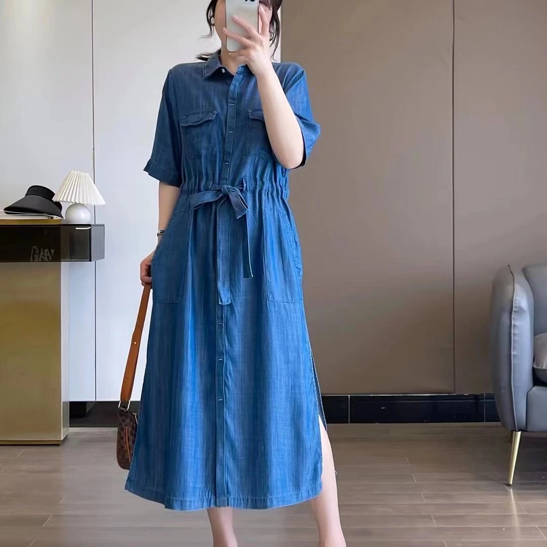 【吴姐定制】8362 夏季新款透气速干牛仔连衣裙