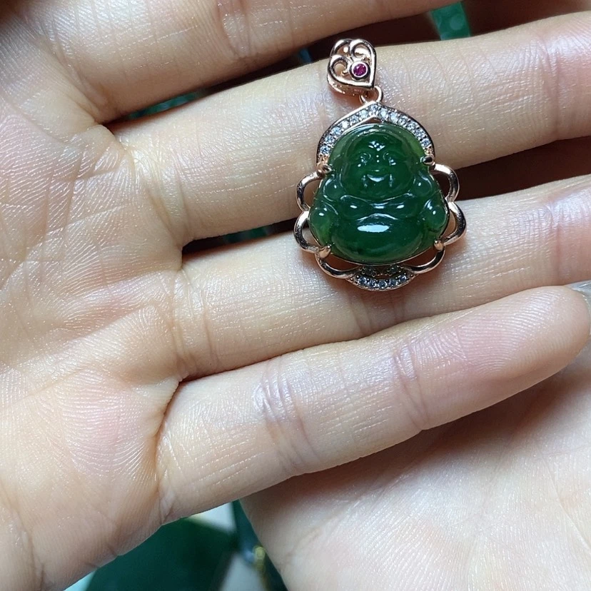 【闪购商品】和田玉吊坠银S925镀金镶嵌