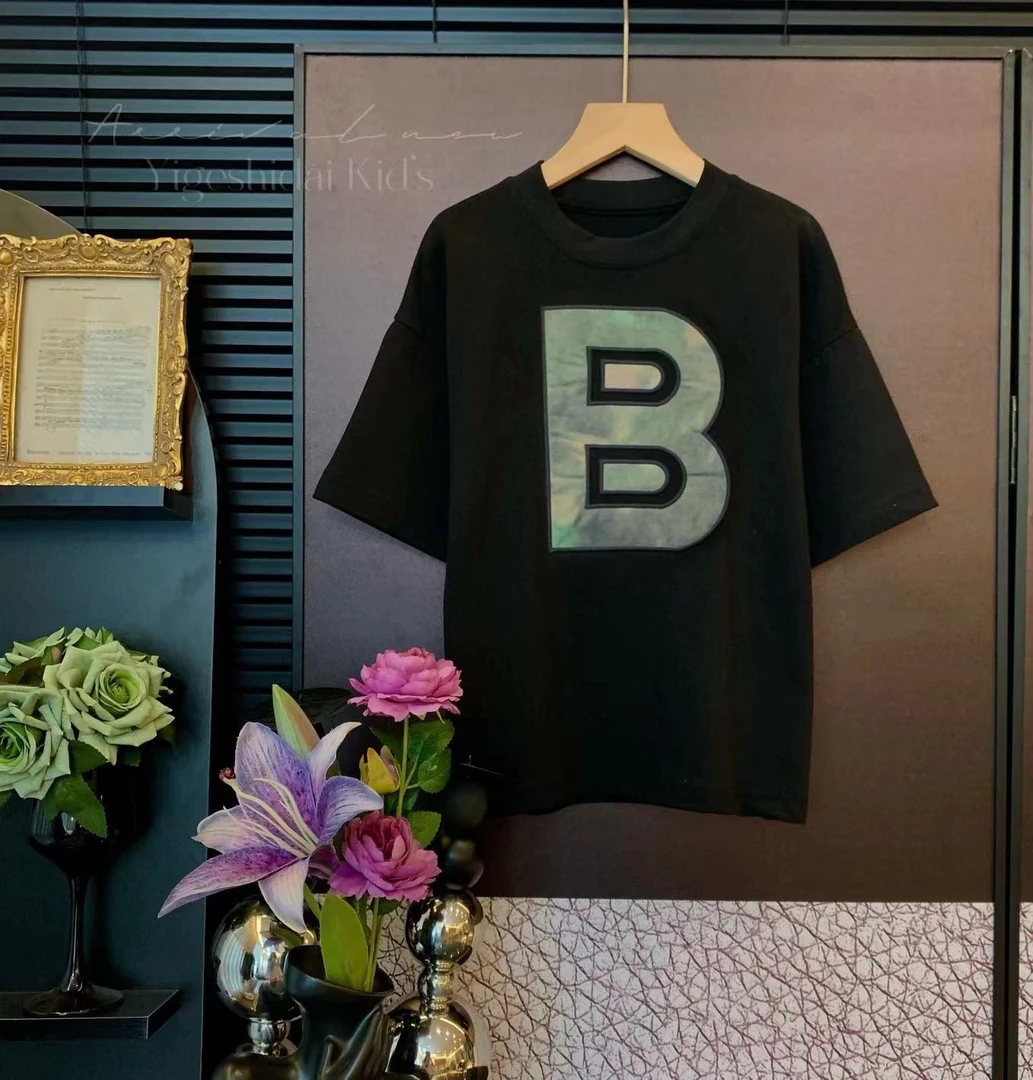 【现货】儿童B字母T恤韩版洋气潮牌男童T恤时尚短袖长裤套装 YG6075