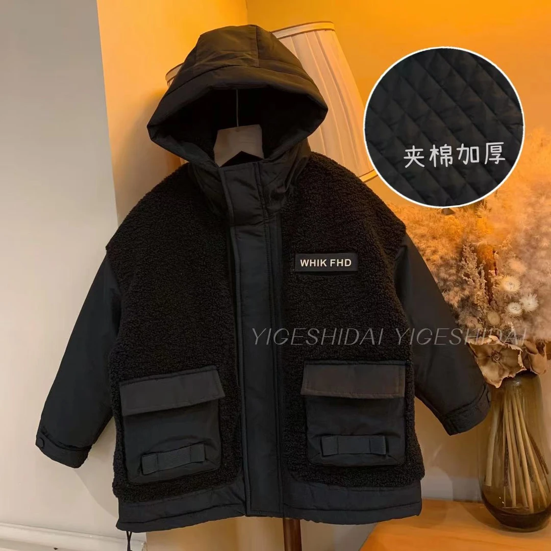 【现货】加厚儿童工装棉外套韩版秋冬中大童亲子男童夹棉外套YG5502