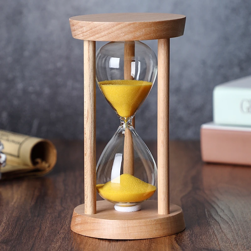 时间沙漏计时器学生计时器儿童防摔5/10/30分木质流沙摆件随想曲