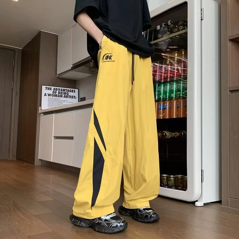 2024新款夏季女装潮牌百搭显瘦侧边条纹宽松阔腿裤女装裤子运动裤