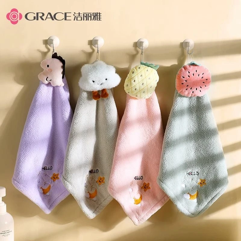 洁丽雅擦手巾柔软可爱家用卫生间吸水创意洗脸速干加厚擦手方巾