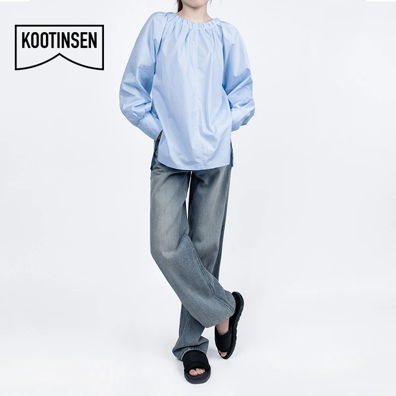 古田森【复古怀旧宽松直筒裤】秋季高腰休闲时尚无弹十分牛仔裤3153