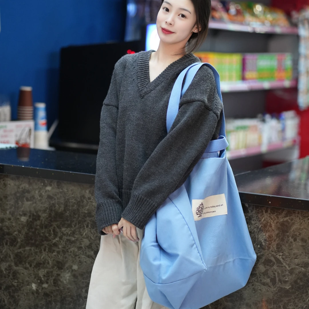 大明星同款包大学生通勤外出轻便时尚简约文艺慵懒大容量帆布包