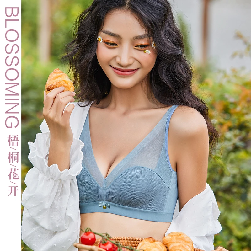 梧桐花开内衣女无钢圈半杯薄模杯性感无痕三角杯文胸21817