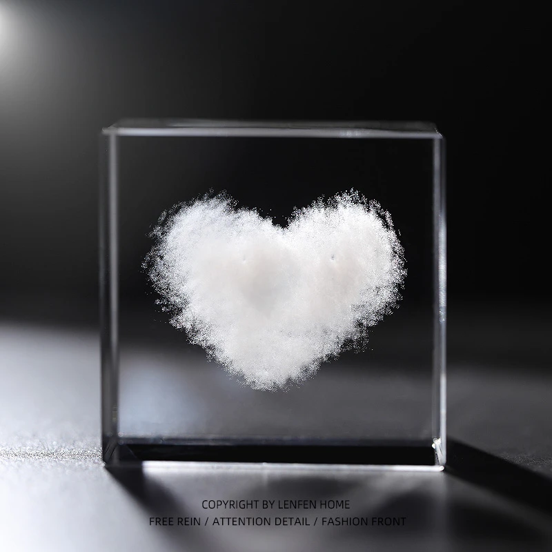 ins创意心形白云摆件云立方水晶云朵办公桌面送男女朋友生日礼物