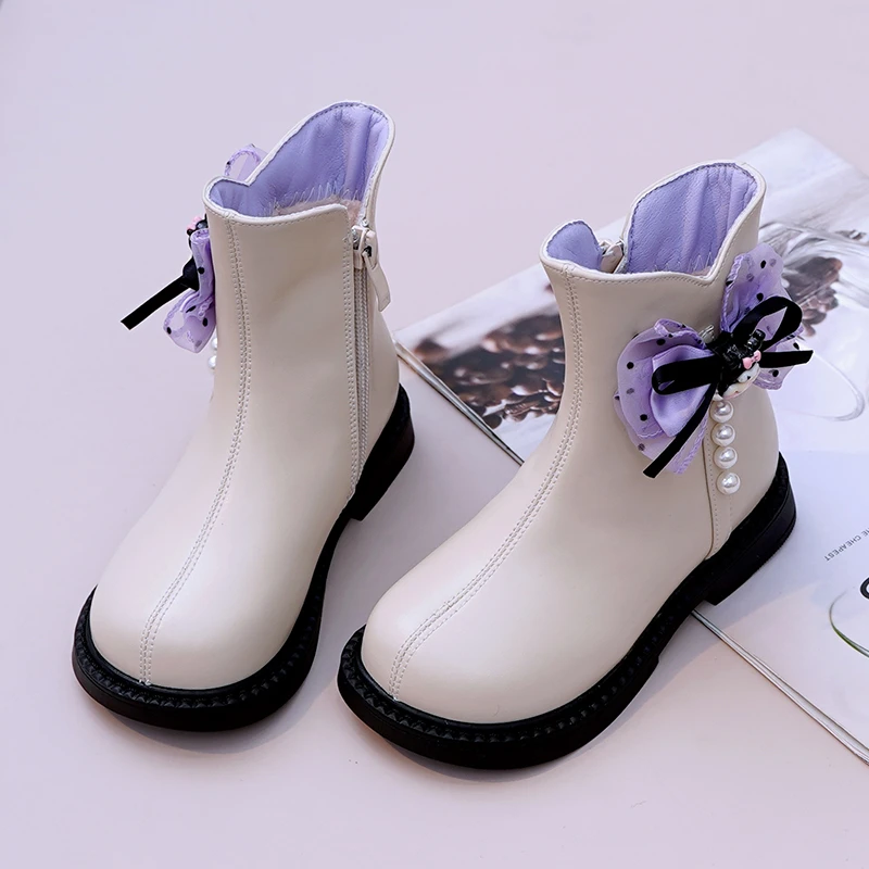 女童马丁靴真皮短靴库洛米公主靴防滑软底皮靴单靴2025秋冬季新款