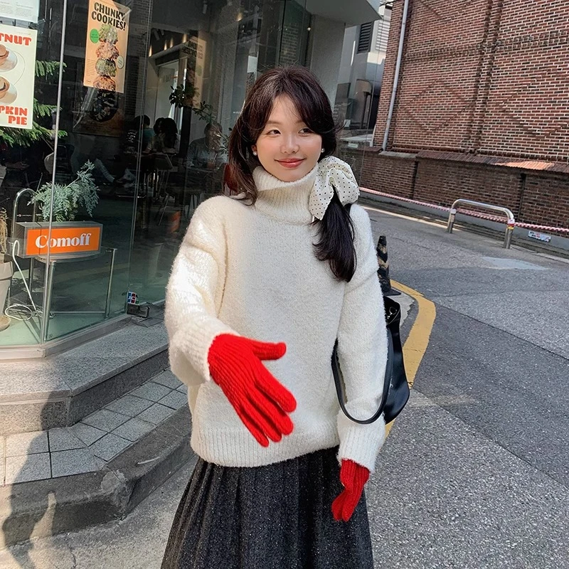 一三良品小个子  宽松基础款高领内搭毛衣女冬季短款套头Z4A47