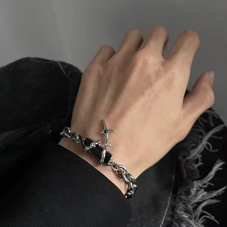 星芒吊坠缠绕手链男女百搭小众设计轻奢高级感拼接情侣