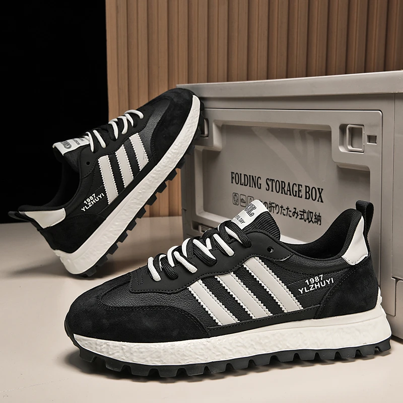 男士春秋季低帮百搭休闲复古学生轻软底增高防滑运动跑步潮鞋男鞋