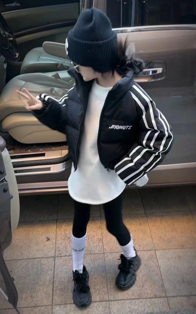 女童冬款羽绒服2023冬季新款宽松时尚个性韩版保暖白鸭绒外套潮