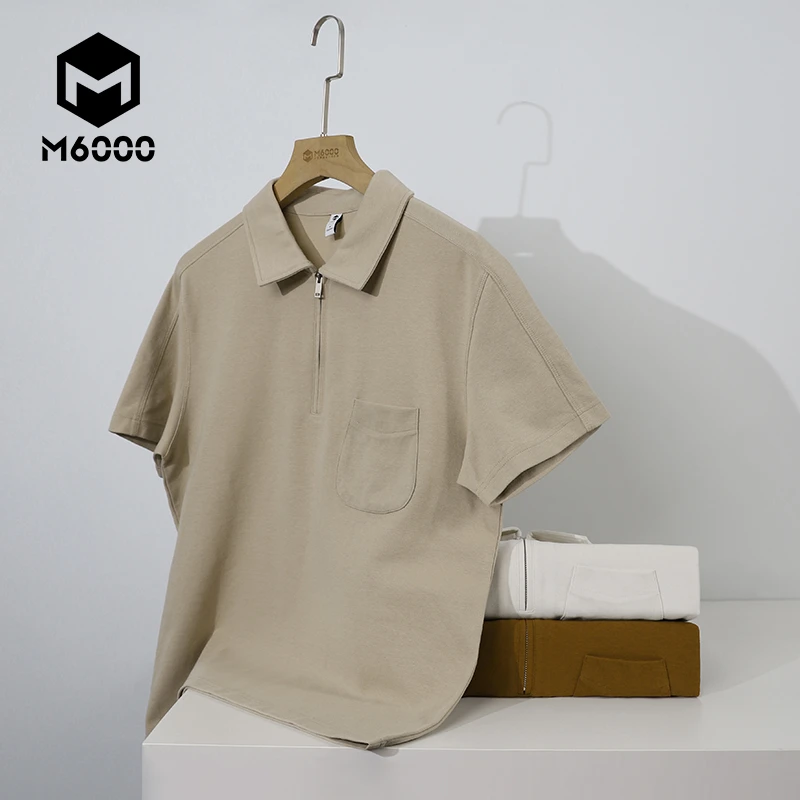 M6000男士夏季新款polo衫透气凉爽短袖轻商务时尚显瘦拉链领口t恤