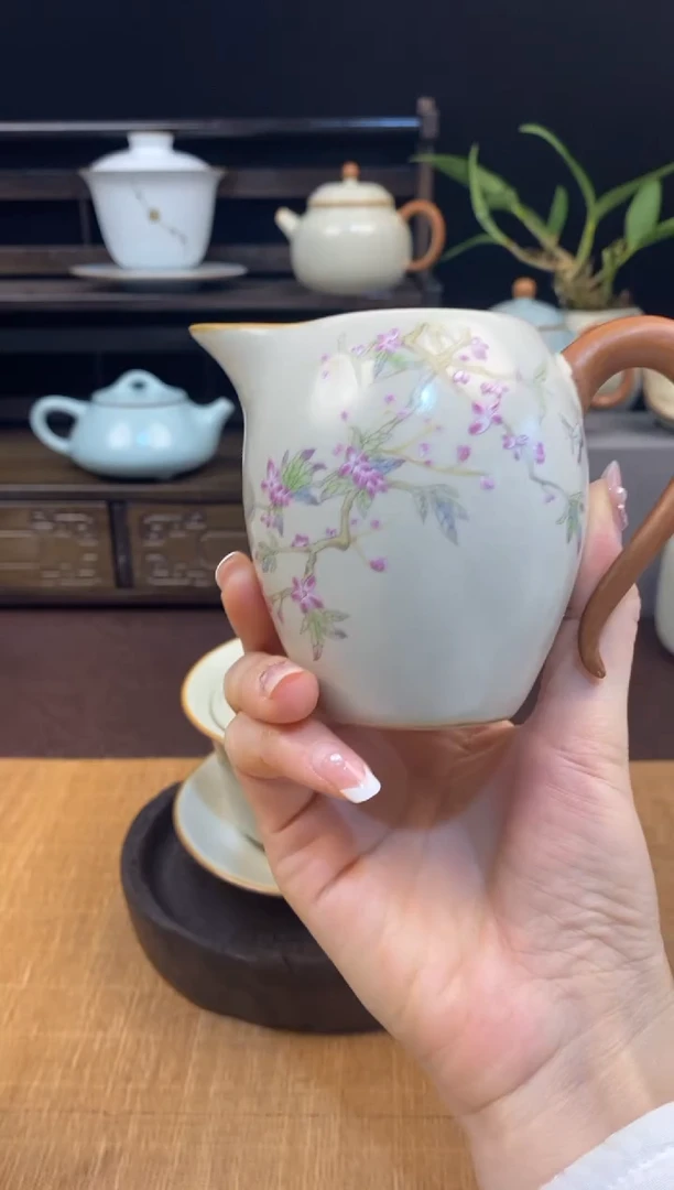 【闪购商品】瓷壶桃花公道杯