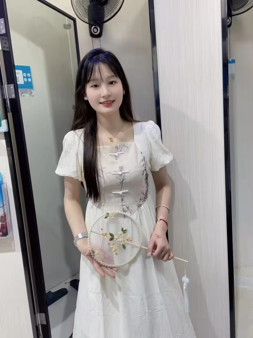 快鱼夏季女士国风系统连衣裙14Q8009