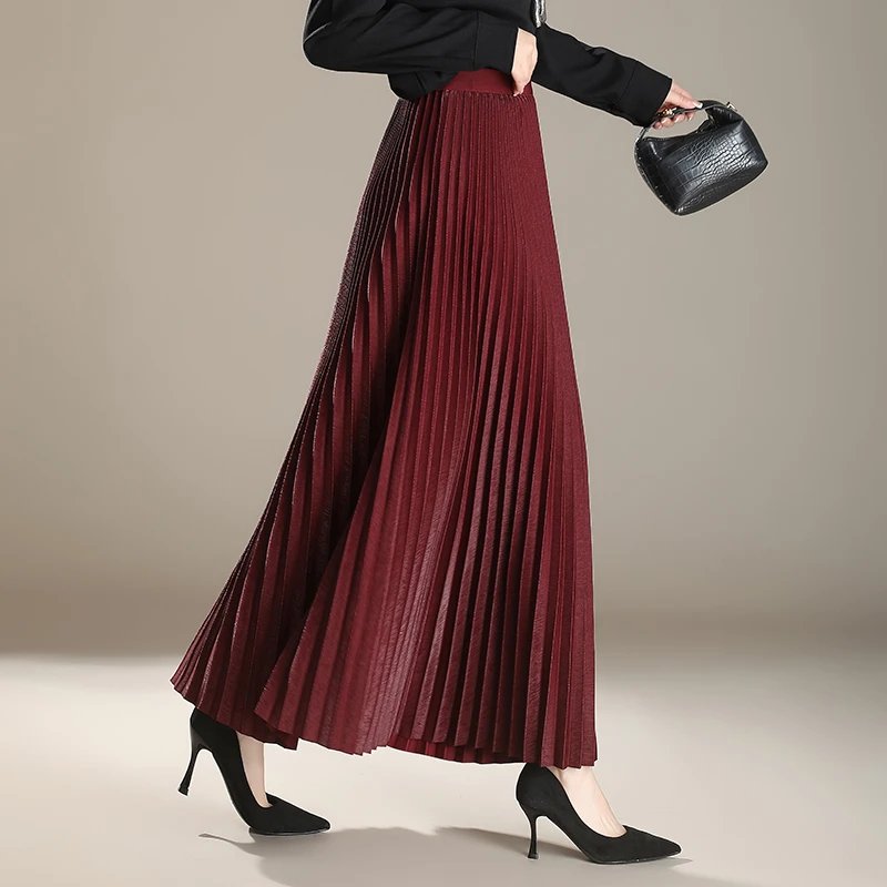 风琴百褶裙垂感半身长裙到脚踝超长款大摆裙女2024秋款a字半截裙
