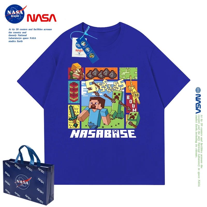 NASA联名我的世儿童t恤短袖2024新款夏季男童纯棉上衣儿童套装