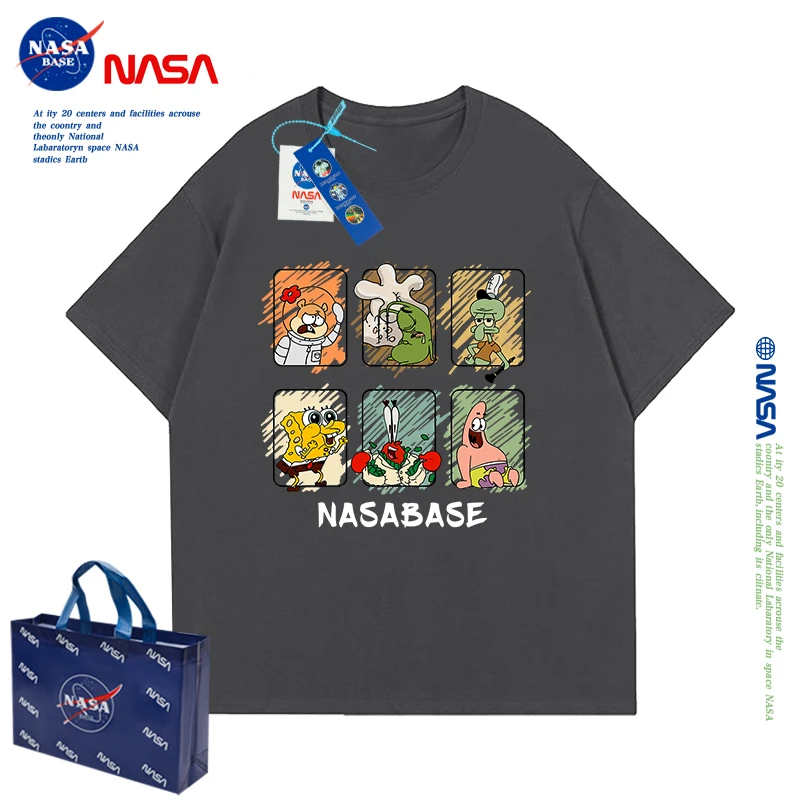 NASA联名海绵宝宝潮童男童t恤短袖2024款夏季男孩纯棉上衣儿童套
