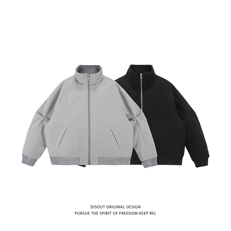 韩版2024新款秋冬季立领毛呢棉服夹克男女潮流宽松休闲纯色厚外套