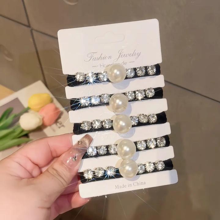 超仙无缝高弹钉珠发圈时尚气质温柔高弹力发绳皮筋头饰发饰A