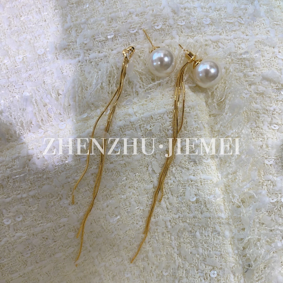 铜合金仿珍珠耳饰 （珠珠两用流苏耳钉）时尚气质