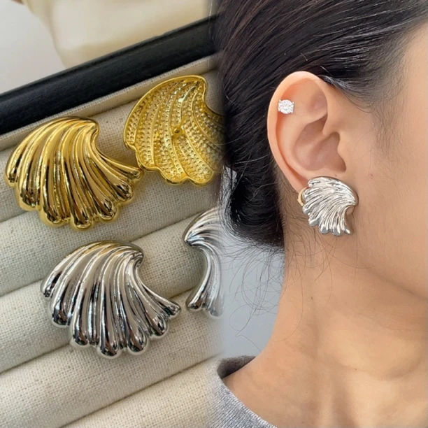 铜合金耳饰 （翅膀大耳钉）时尚气质复古法式欧美设计感