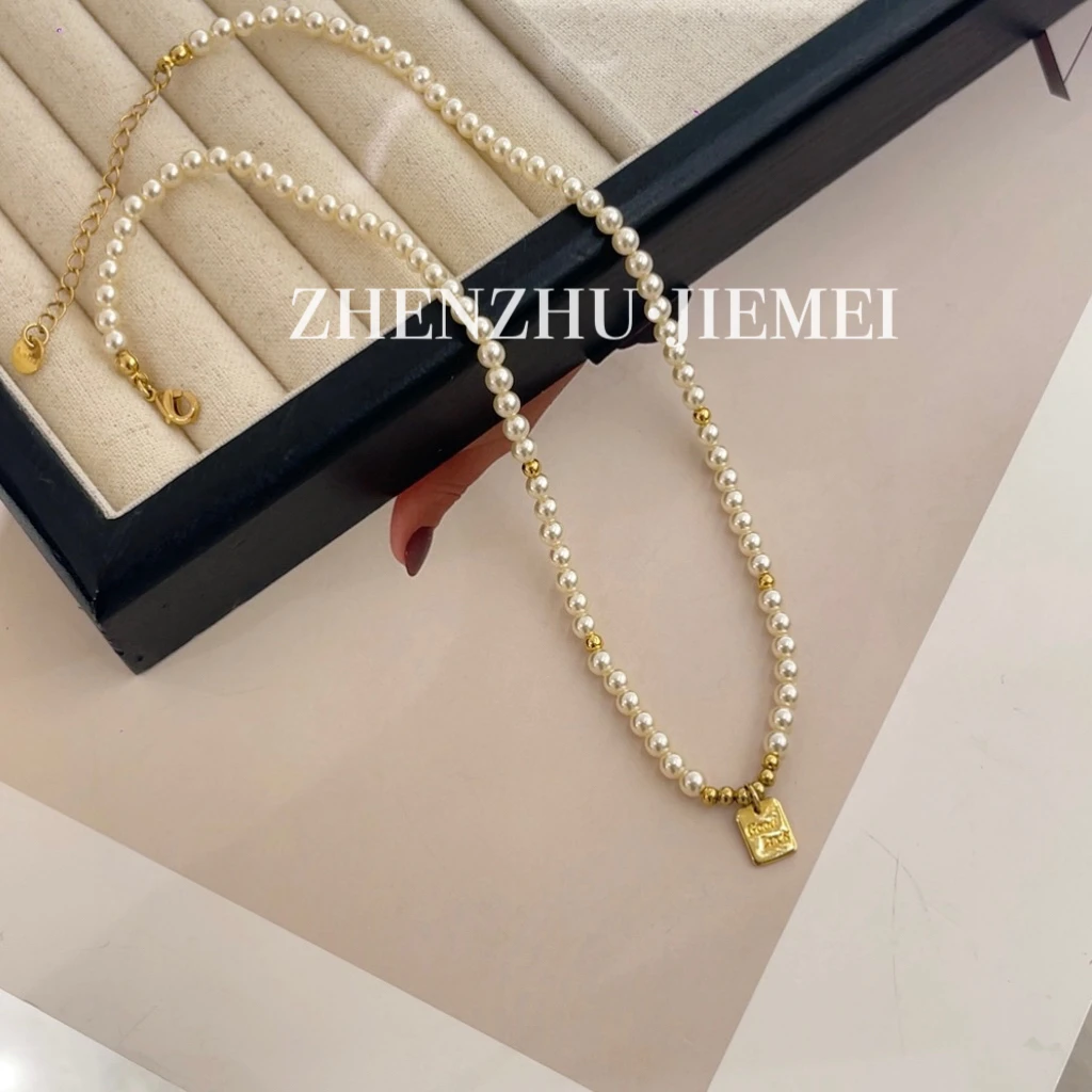 铜合金仿珍珠项链 （4mmLUCK优雅小米珠项链）时尚简约经典百搭