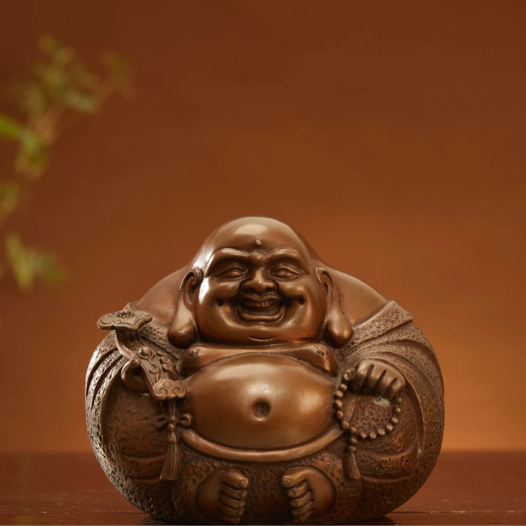 铜亨  纯紫铜弥勒佛像    紫铜摆件  家居饰品