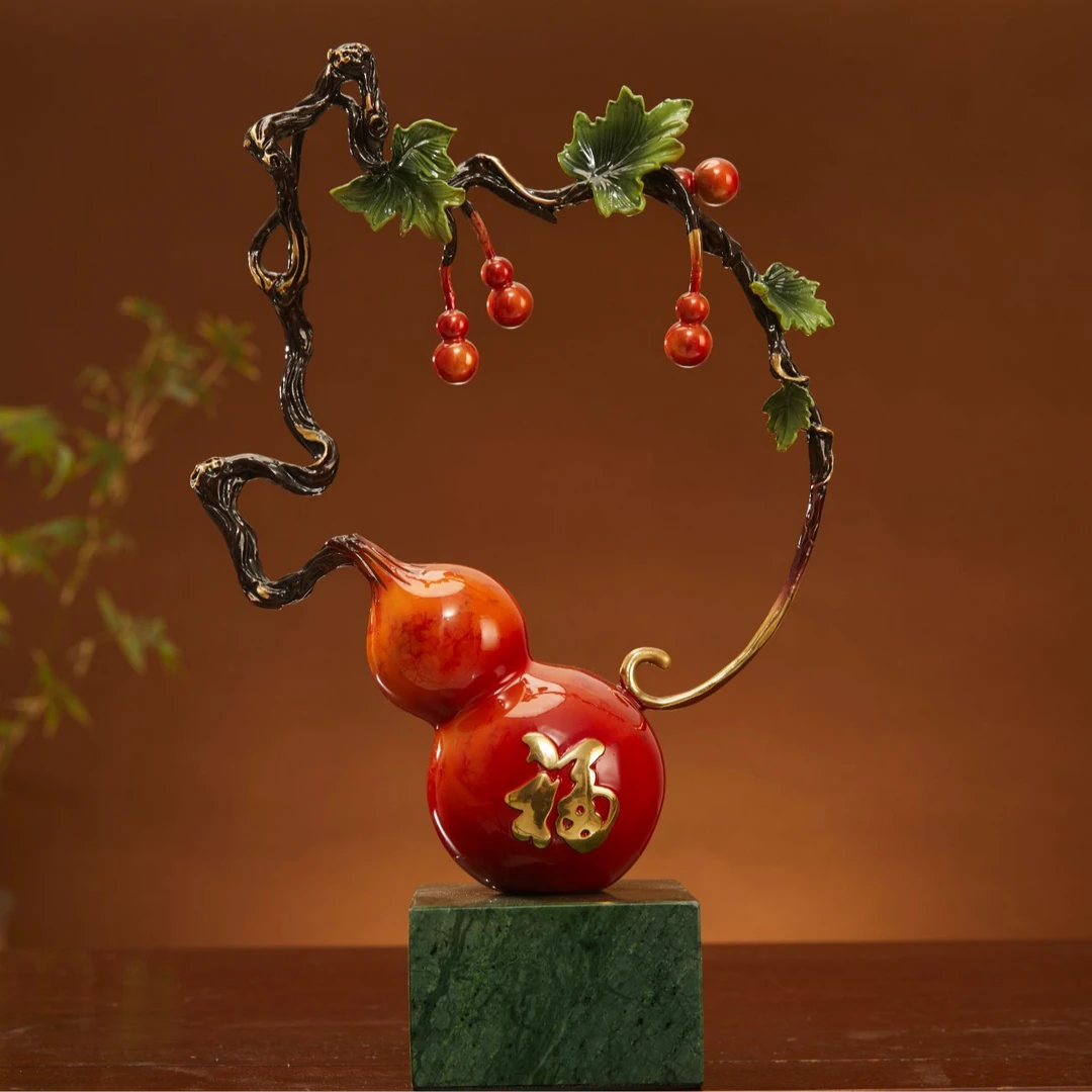 黄铜  《五福临门》葫芦摆件  创意家居饰品  送礼佳品